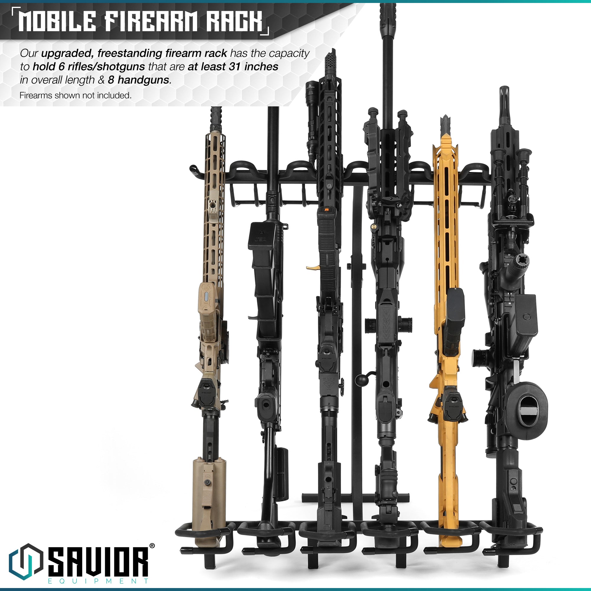 Mobile Firearm Rack Stand - 6 Rifles & 8 Pistols - Image 2